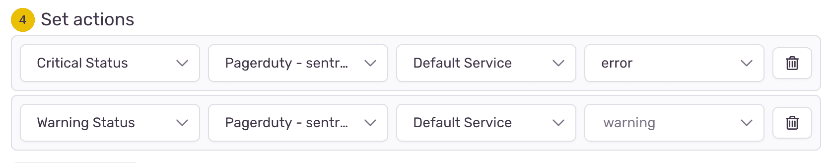 PagerDuty metric alert rule action